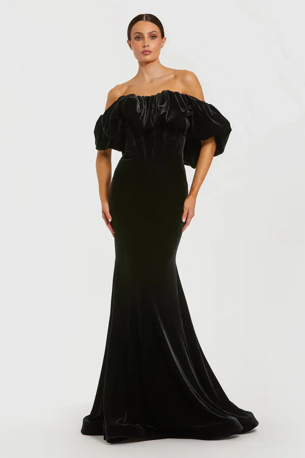 Velvet Off-Shoulder Mermaid Gown | Mac Duggal Dress 20766