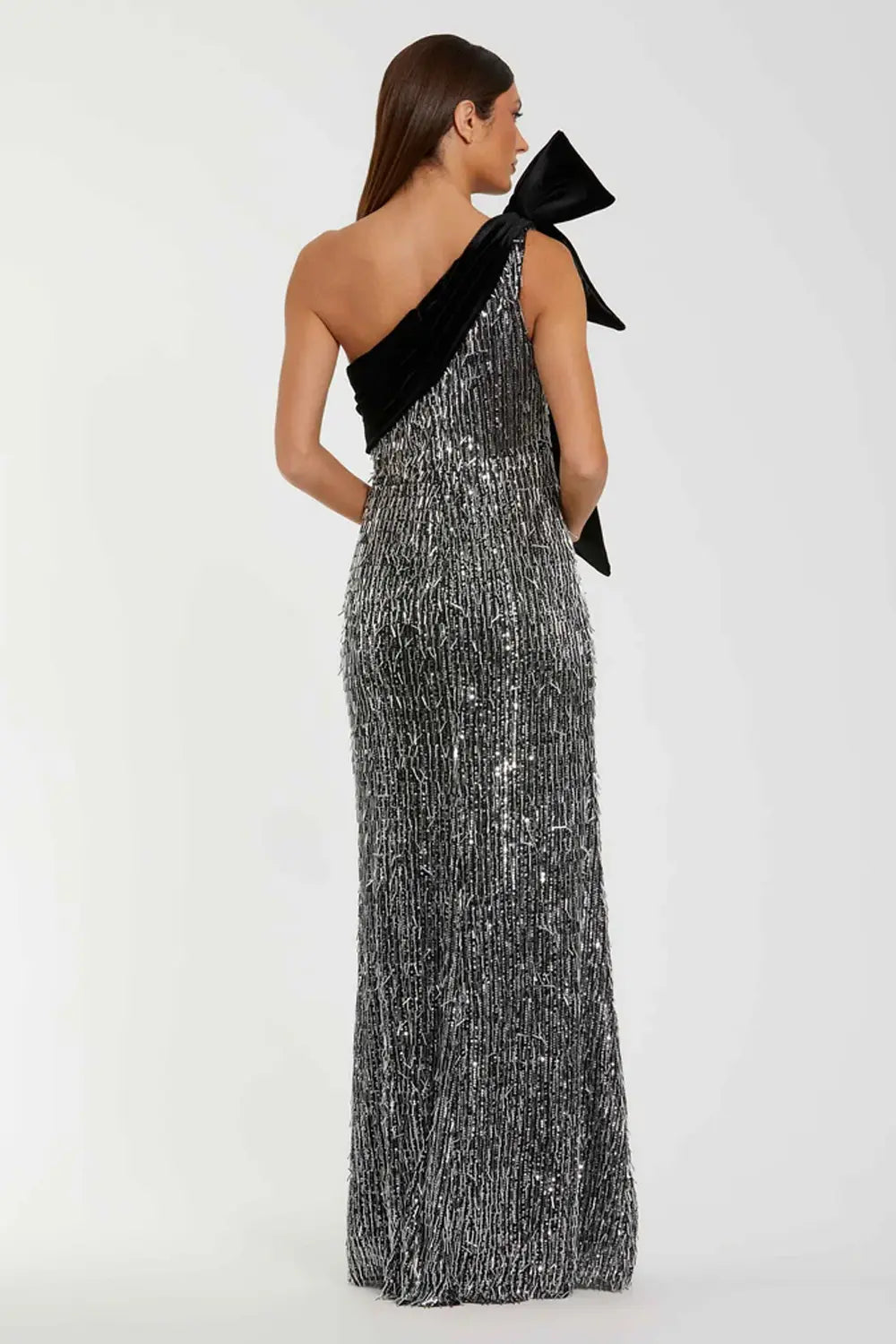 Velvet Bow One-Shoulder Dress | Mac Duggal Dress 27690