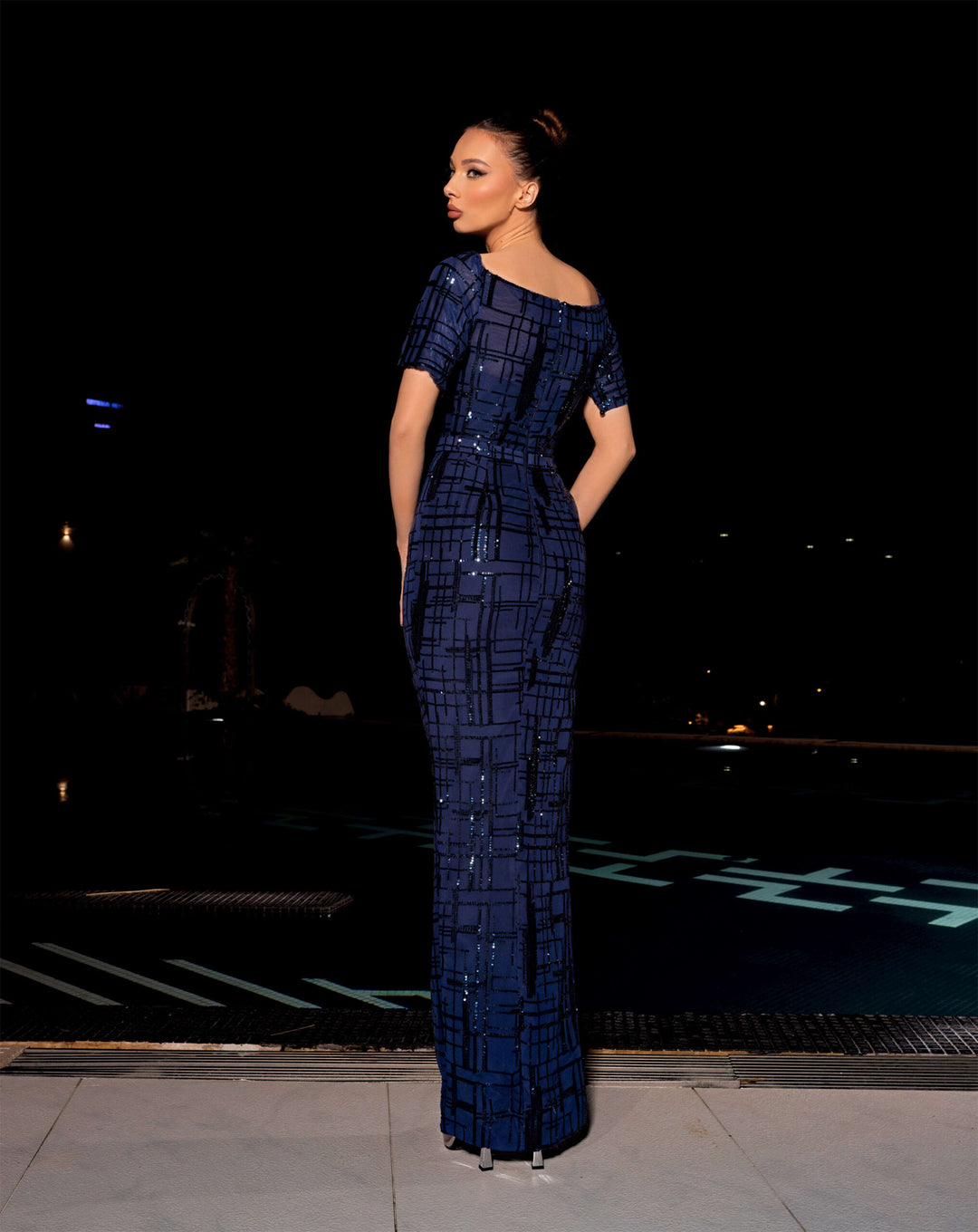 Nicoletta NC2002 Sophisticated Elbow Sleeve Dress | Morva Couture 