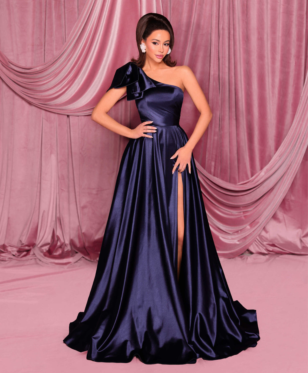 Nicoletta NC3015 Asymmetrical One-Shoulder Evening Gown -Morva Couture