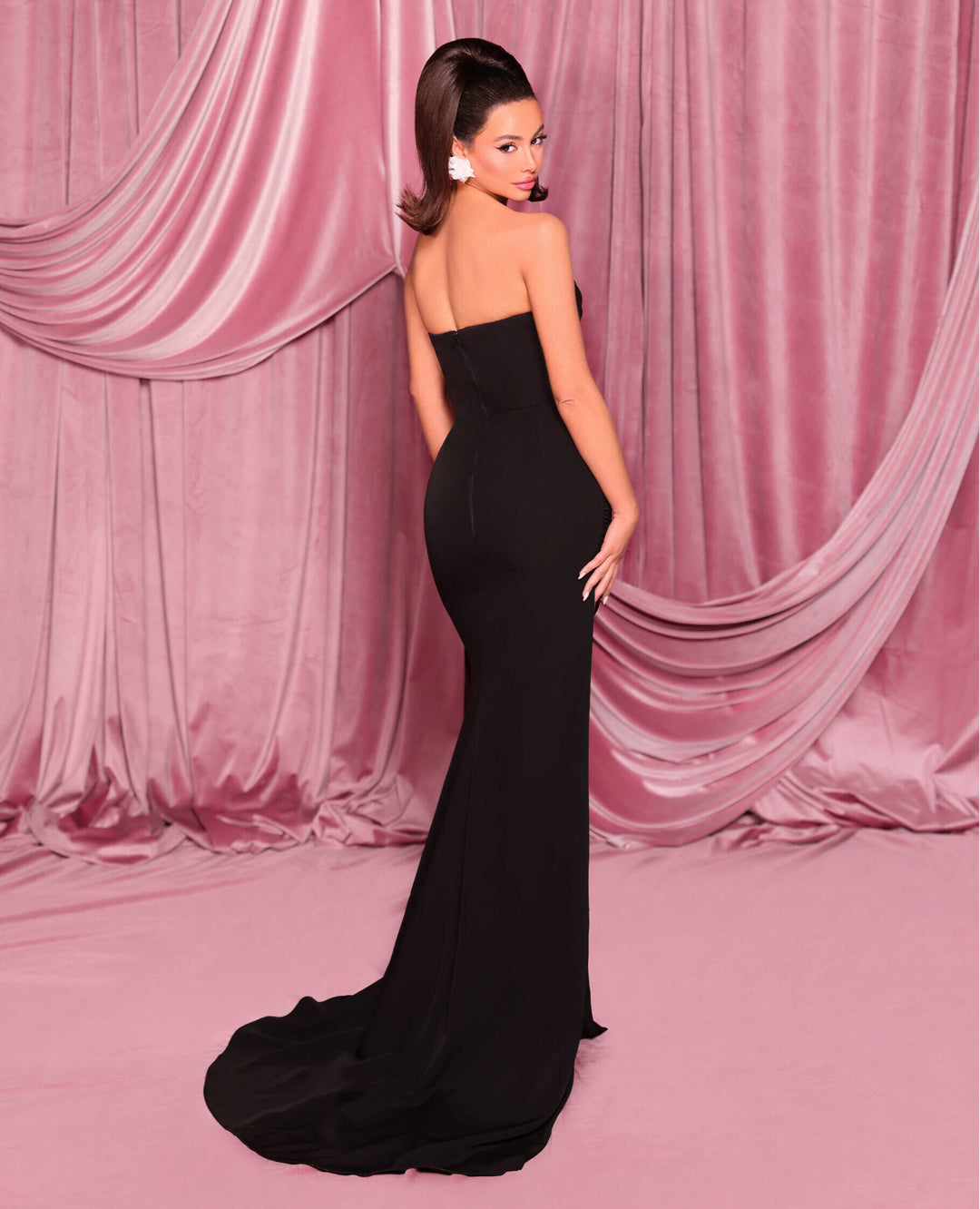 Nicoletta 3088 Strapless Evening Dress with Slit | Morva Couture