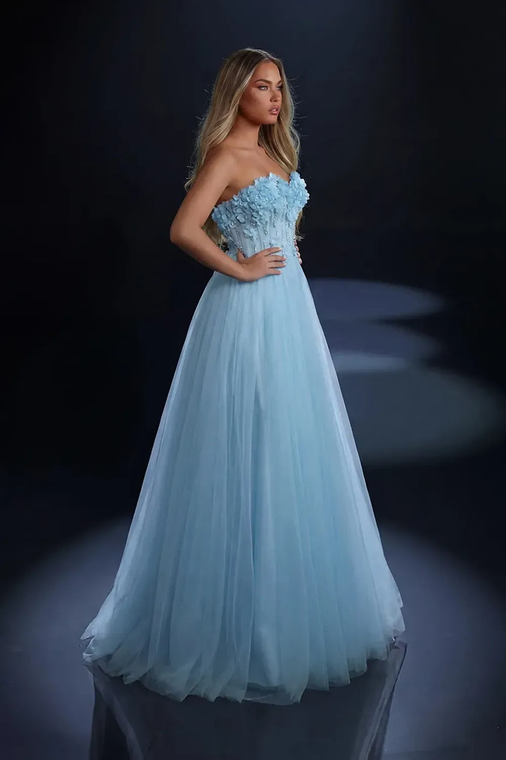 Nicoletta Style NC4008 Floral Tulle Evening Gown | Morva Couture