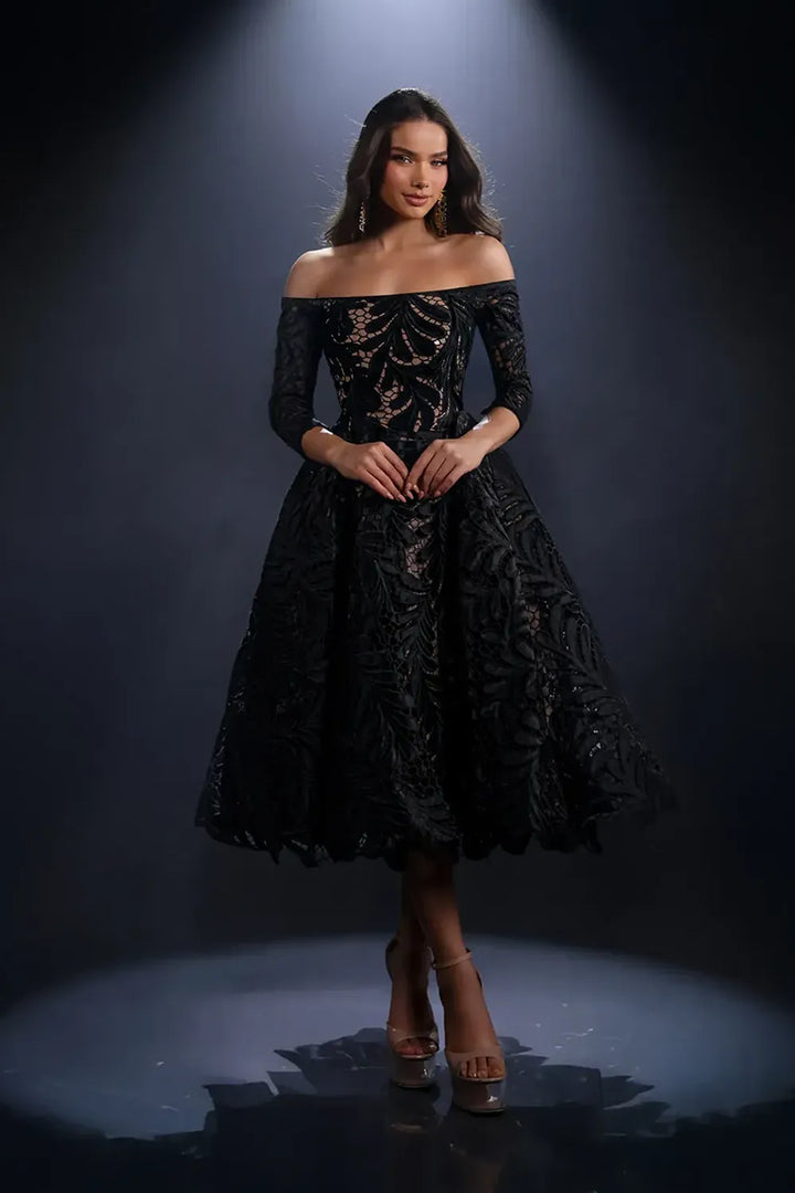 Nicoletta Style NC4020 Off Shoulder Lace Dress | Morva Couture