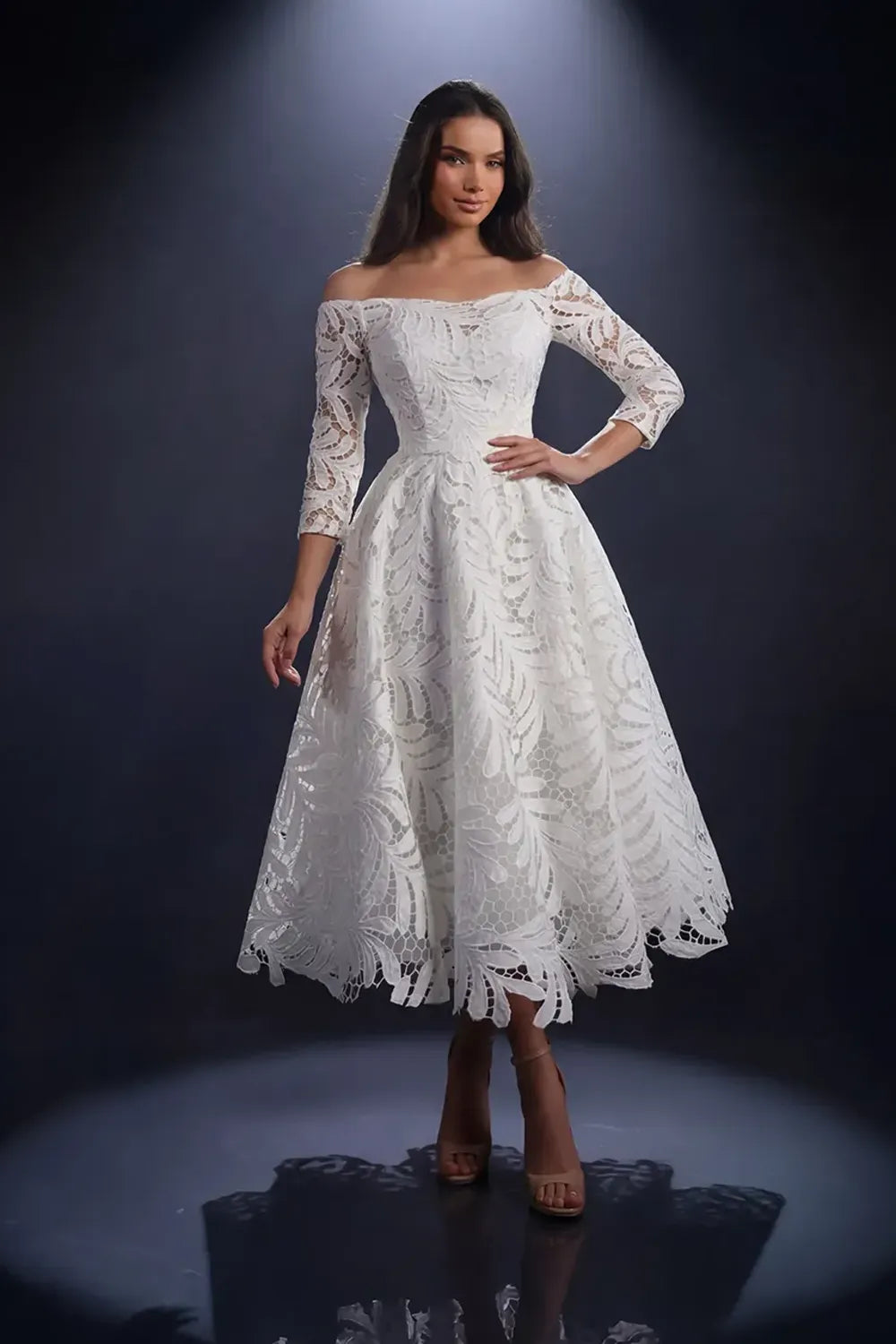 Nicoletta Style NC4020 Off Shoulder Lace Dress | Morva Couture