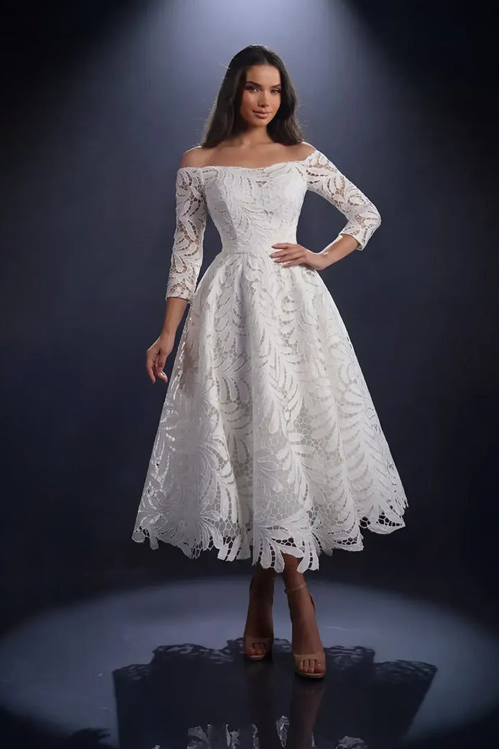 Nicoletta Style NC4020 Off Shoulder Lace Dress | Morva Couture