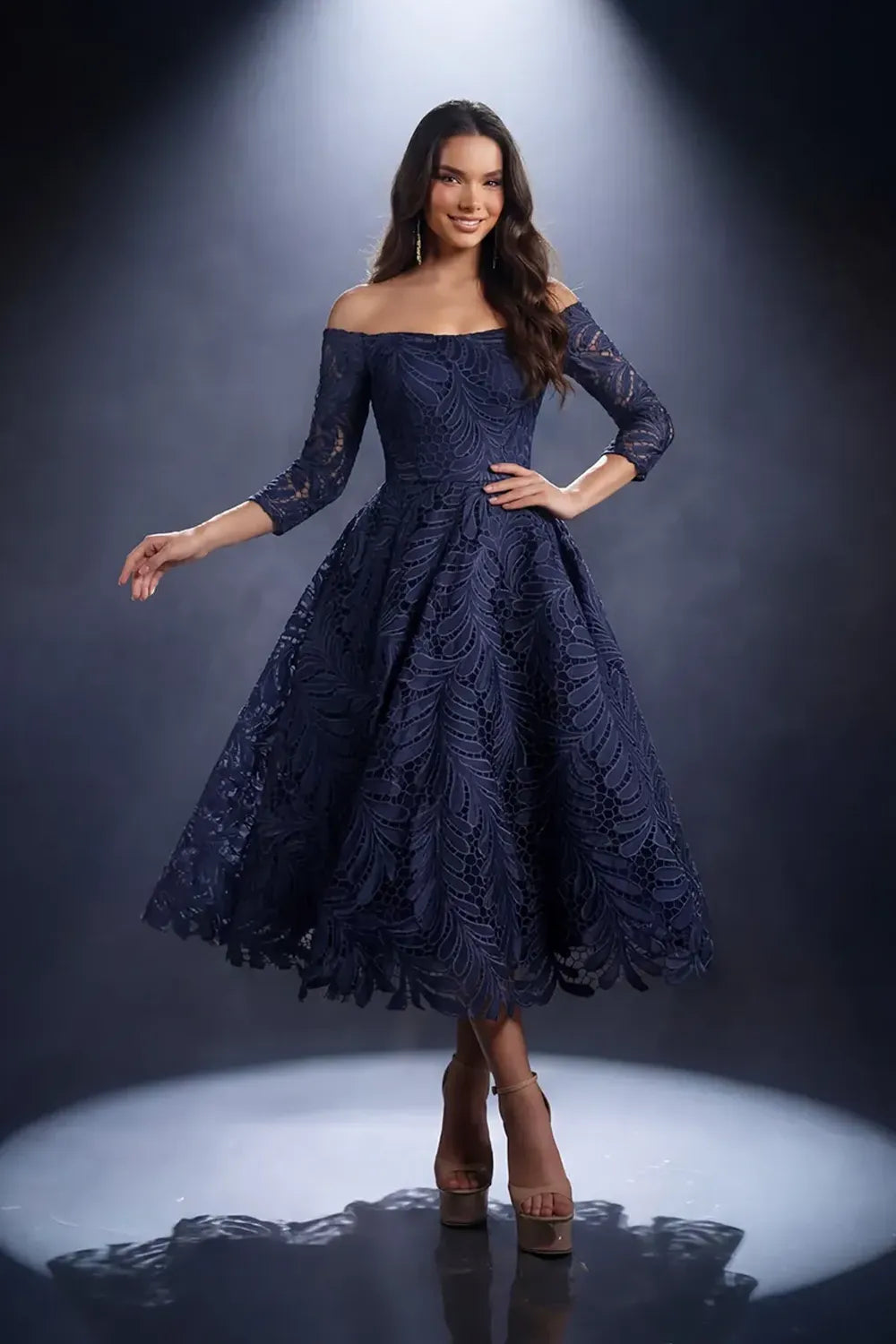 Nicoletta Style NC4020 Off Shoulder Lace Dress | Morva Couture