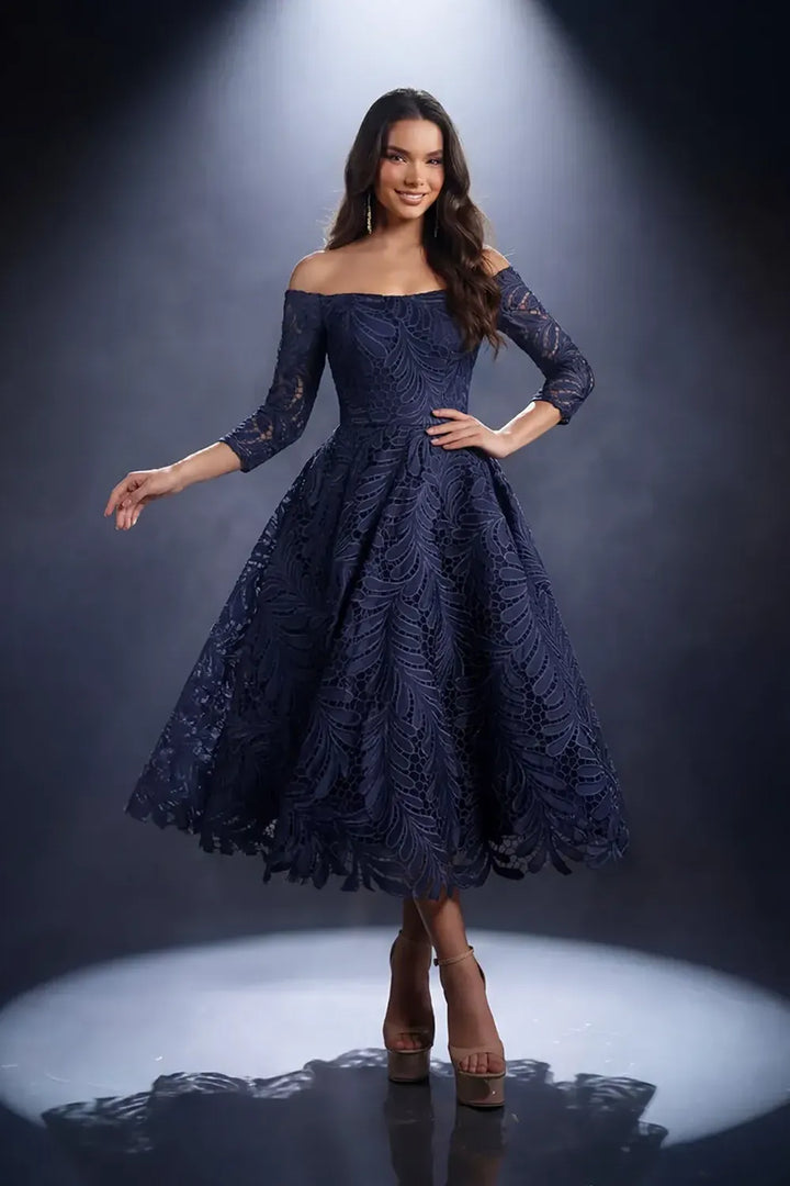 Nicoletta Style NC4020 Off Shoulder Lace Dress | Morva Couture