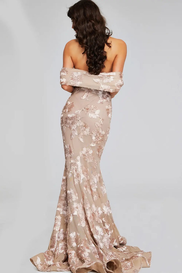 Floral Applique Evening Gown Jovani 39267