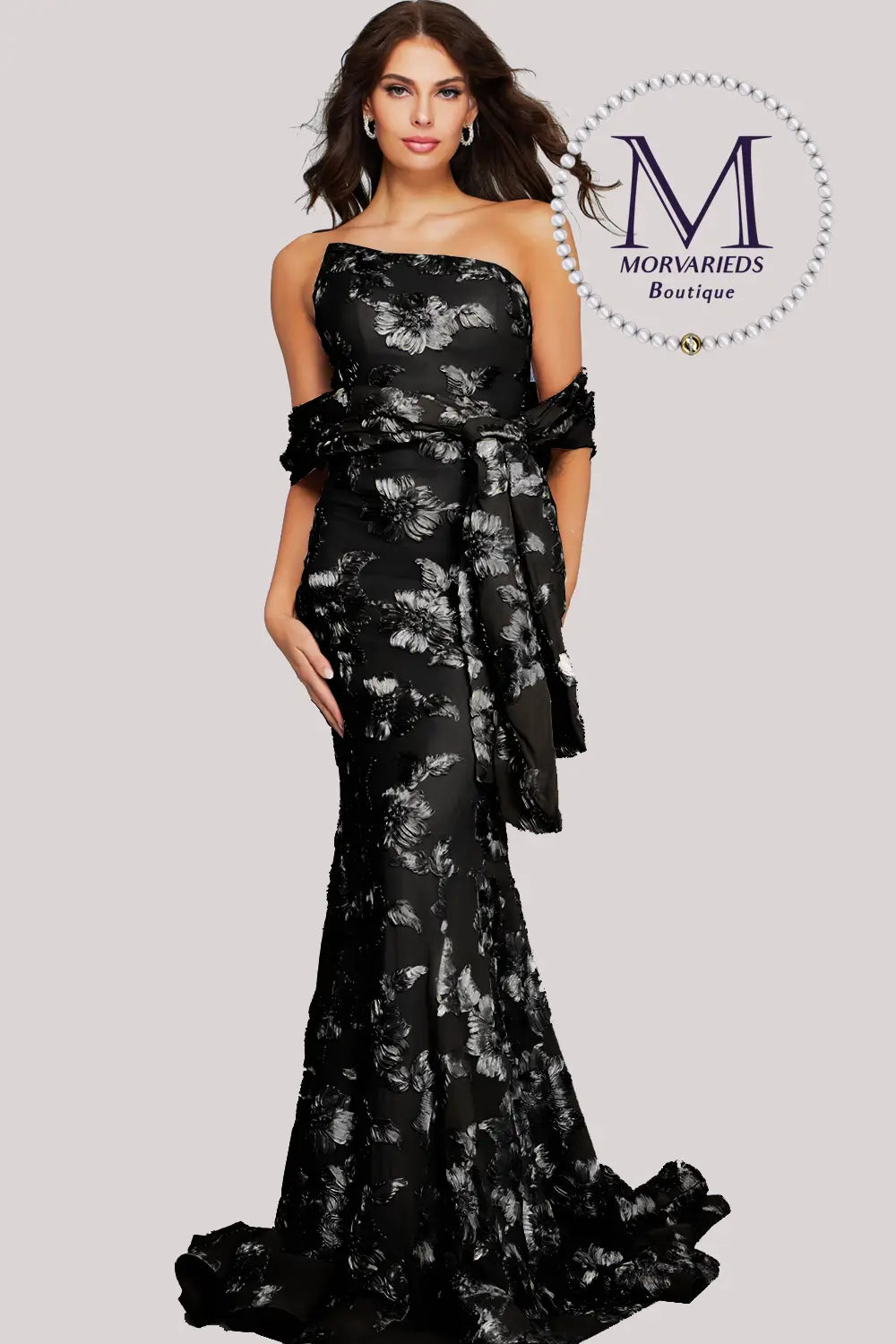 Floral Applique Evening Gown Jovani 39267
