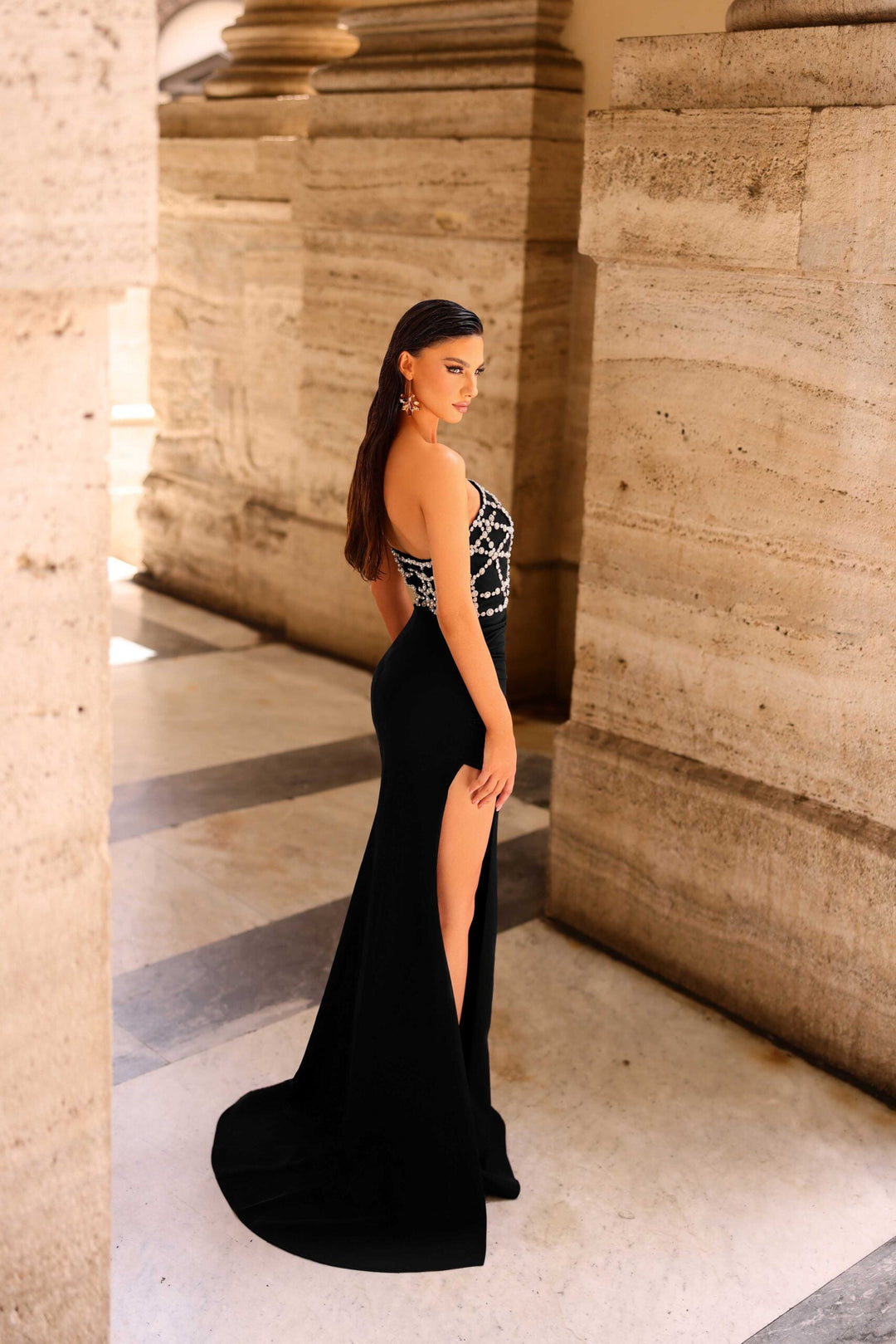Sweetheart Neckline Evening Gown Nicoletta NC 1092, Morvarids in black colour
