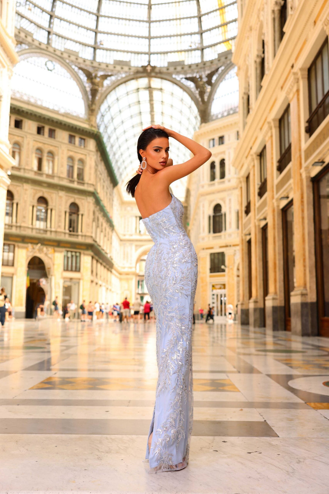 Embellished Gown NC1082 | Nicoletta Dress - Morvaridsin light blue