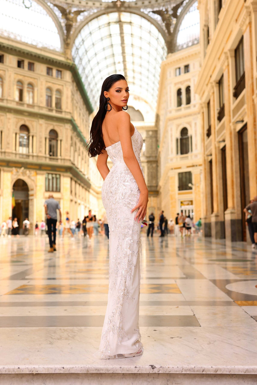Embellished Gown NC1082 | Nicoletta Dress - Morvarids in ivory