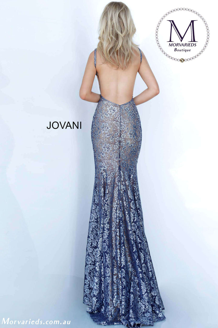 Fitting Metallic Lace Evening Dress Jovani 02906 - Morvarieds Fashion
