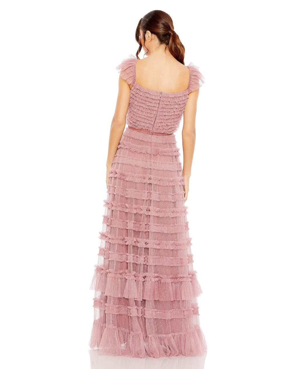 Ruffle Cap Sleeve Embellished Tiered Gown | Mac Duggal 8052 - Morvarieds Fashion
