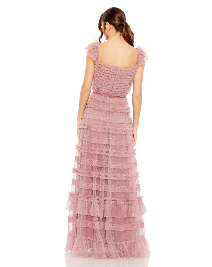 Ruffle Cap Sleeve Embellished Tiered Gown | Mac Duggal 8052 - Morvarieds Fashion