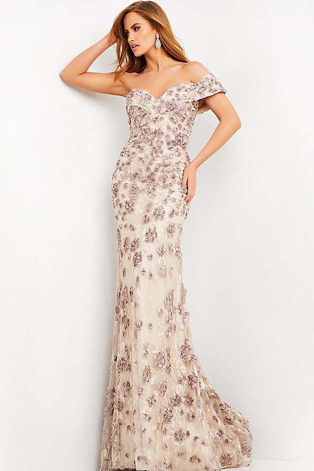 Latte Sweetheart Neck Evening Dress Jovani 06169 - Morvarieds Fashion