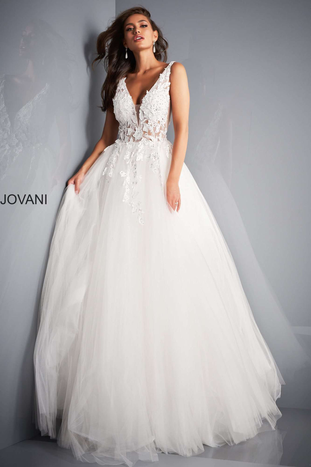 Floral Appliques Prom Ballgown Jovani 02840 - Morvarieds Fashion