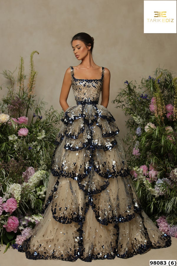 Evening Dress | VINTAGE - Tarik Ediz Evening Dress 98083 - Morvarieds Fashion