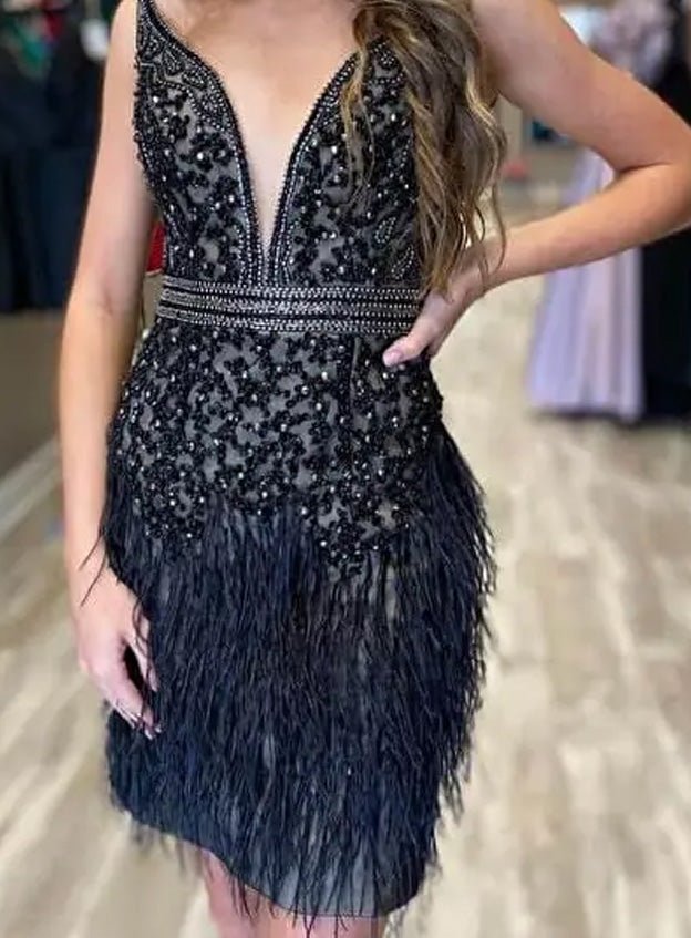 Beaded Feather Homecoming Dress Jovani 04624 - Morvarieds Fashion