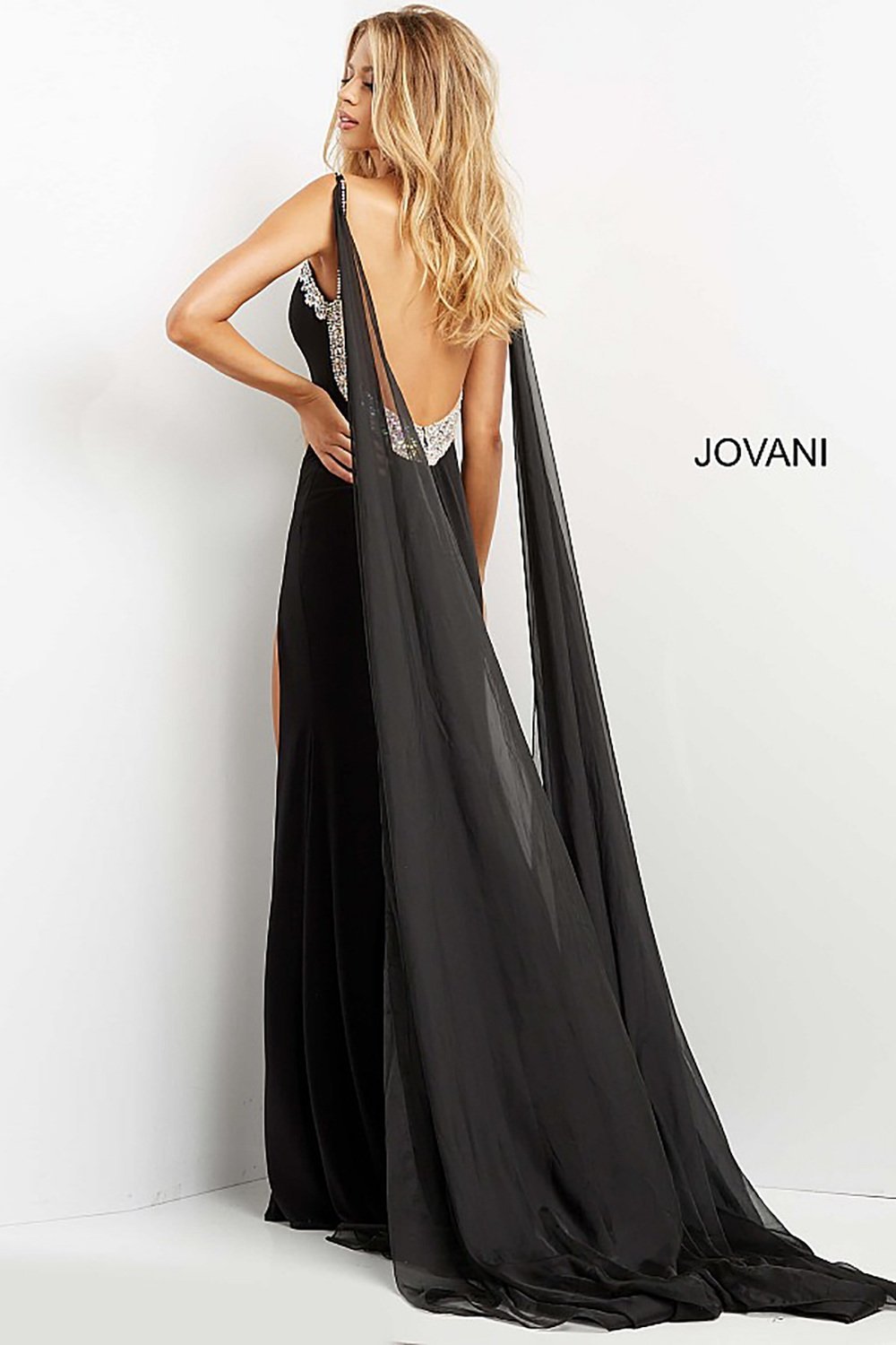Spaghetti Strap High Slit Prom Dress Jovani 08022 - Morvarieds Fashion