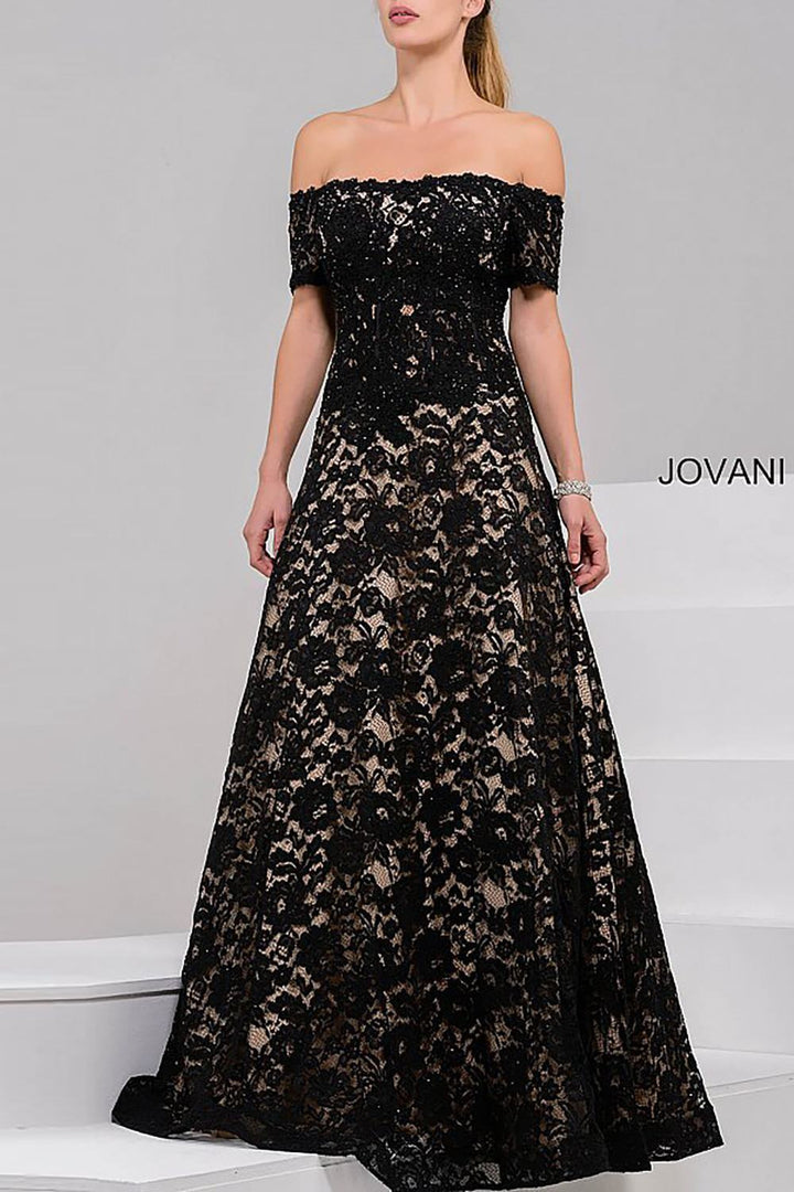Off the Shoulder Lace Mother of the Bride Evening Dress Jovani 42828 - Morvarieds Fashion