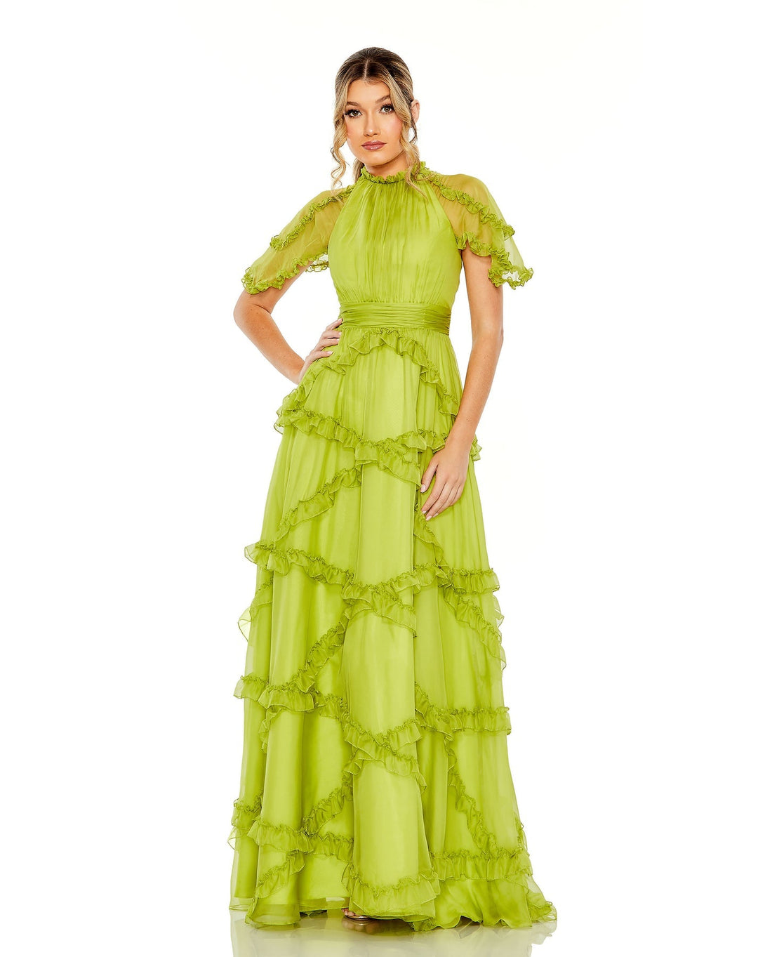 Chiffon Flutter Sleeve Gown | Mac Duggal 68222 - Morvarieds Fashion