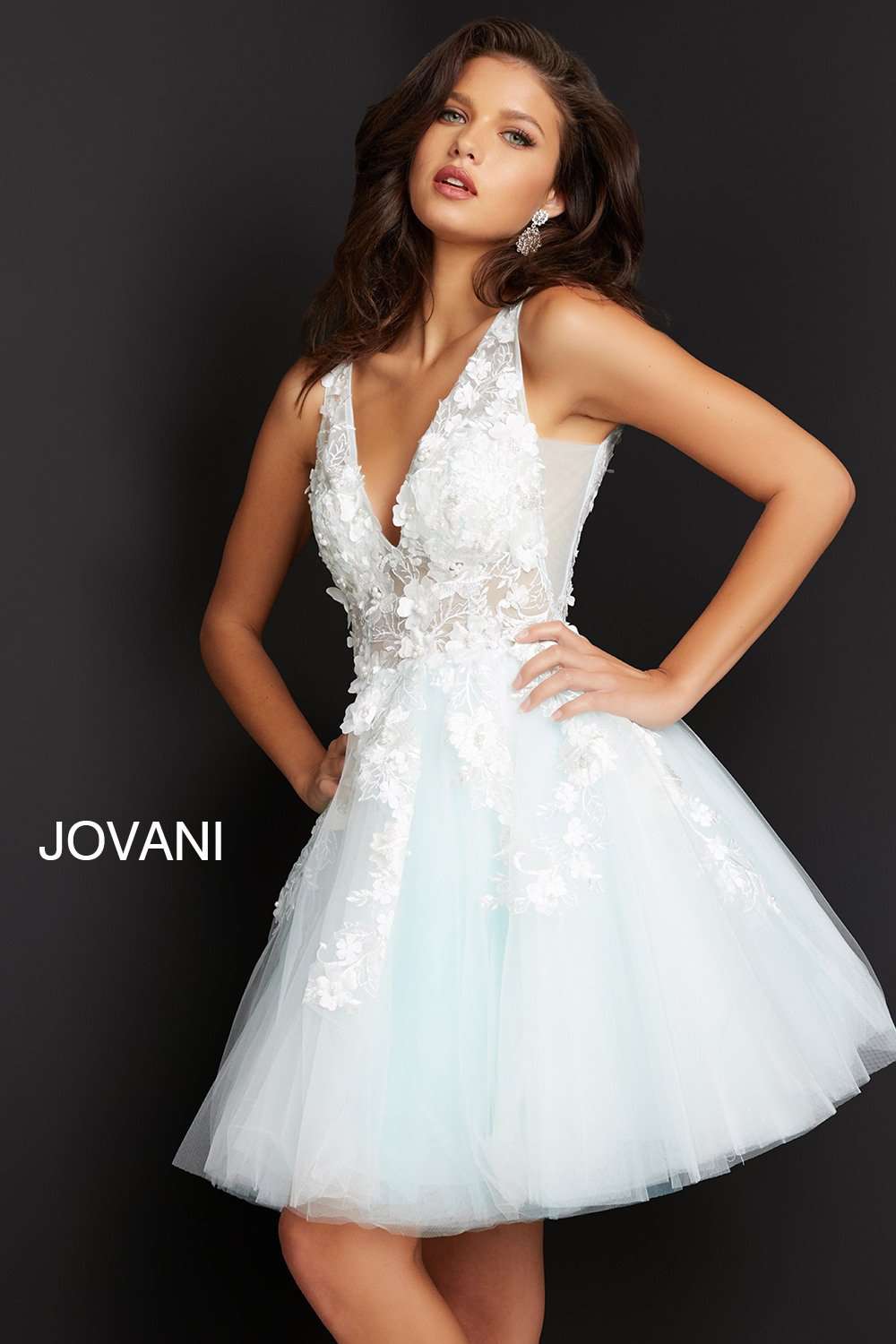 Fit Flare Floral Party Dress Jovani 63987 - Morvarieds Fashion