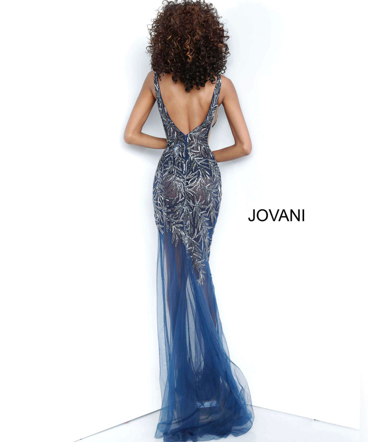 Sheer Embellished V Neck Prom Dress Jovani 1863 - Morvarieds Fashion