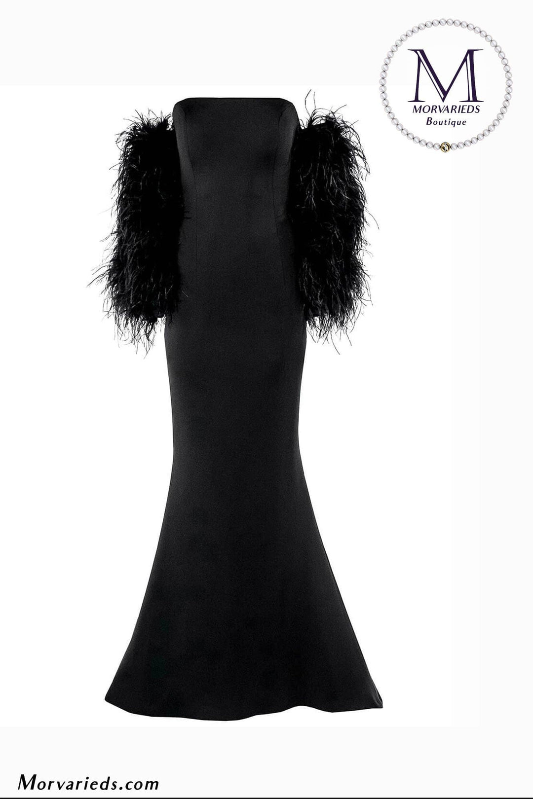 Strapless Fur Sleeves Evening Gown Jovani 1226 - Morvarieds Fashion