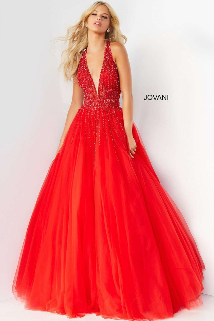Halter Neckline Tulle Prom Dress Jovani 06598 - Morvarieds Fashion