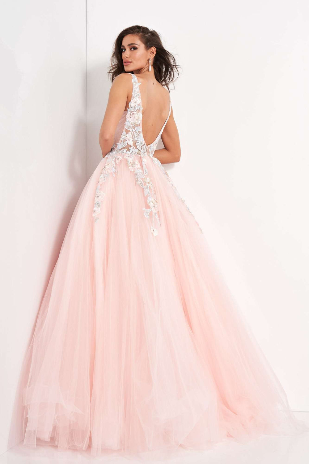 Tulle Floral Embroidered Prom Ballgown Jovani 11092 - Morvarieds Fashion