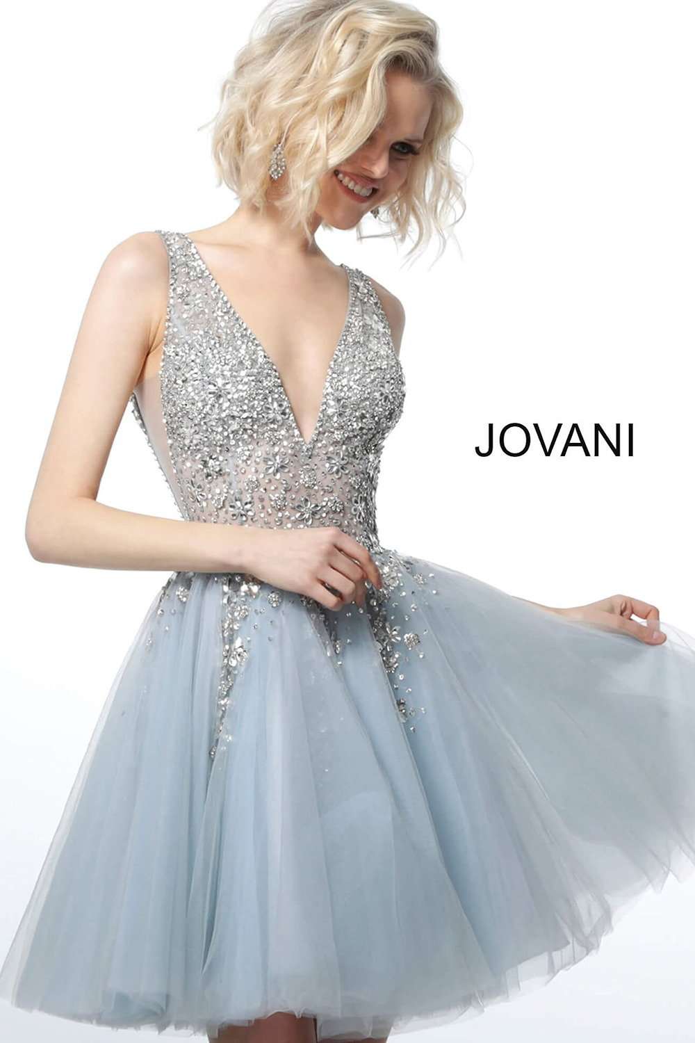 Plunging Neckline Embellished Cocktail Dress Jovani 1774 - Morvarieds Fashion