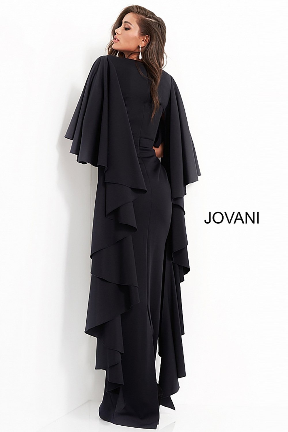 Fitted Scuba Flare Sleeve Evening Dress Jovani 3018 - Morvarieds Fashion