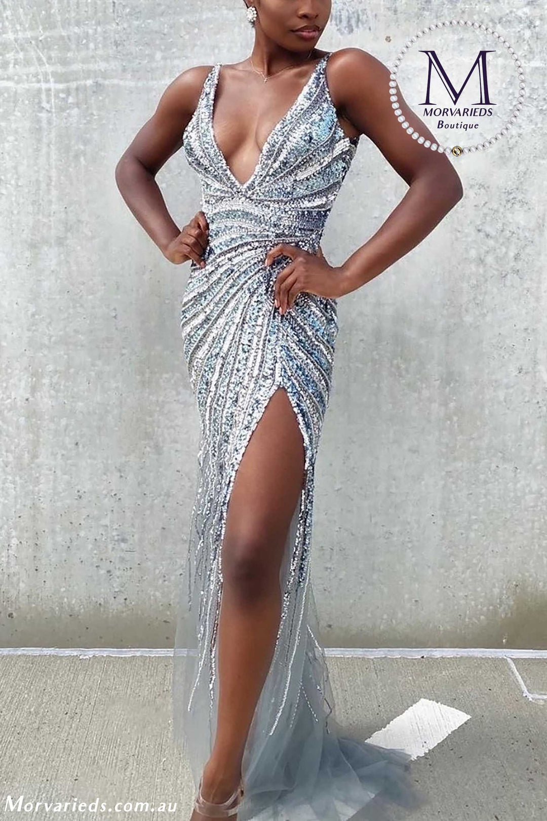 Beaded Low V Neckline Prom Dress Jovani 3686 - Morvarieds Fashion