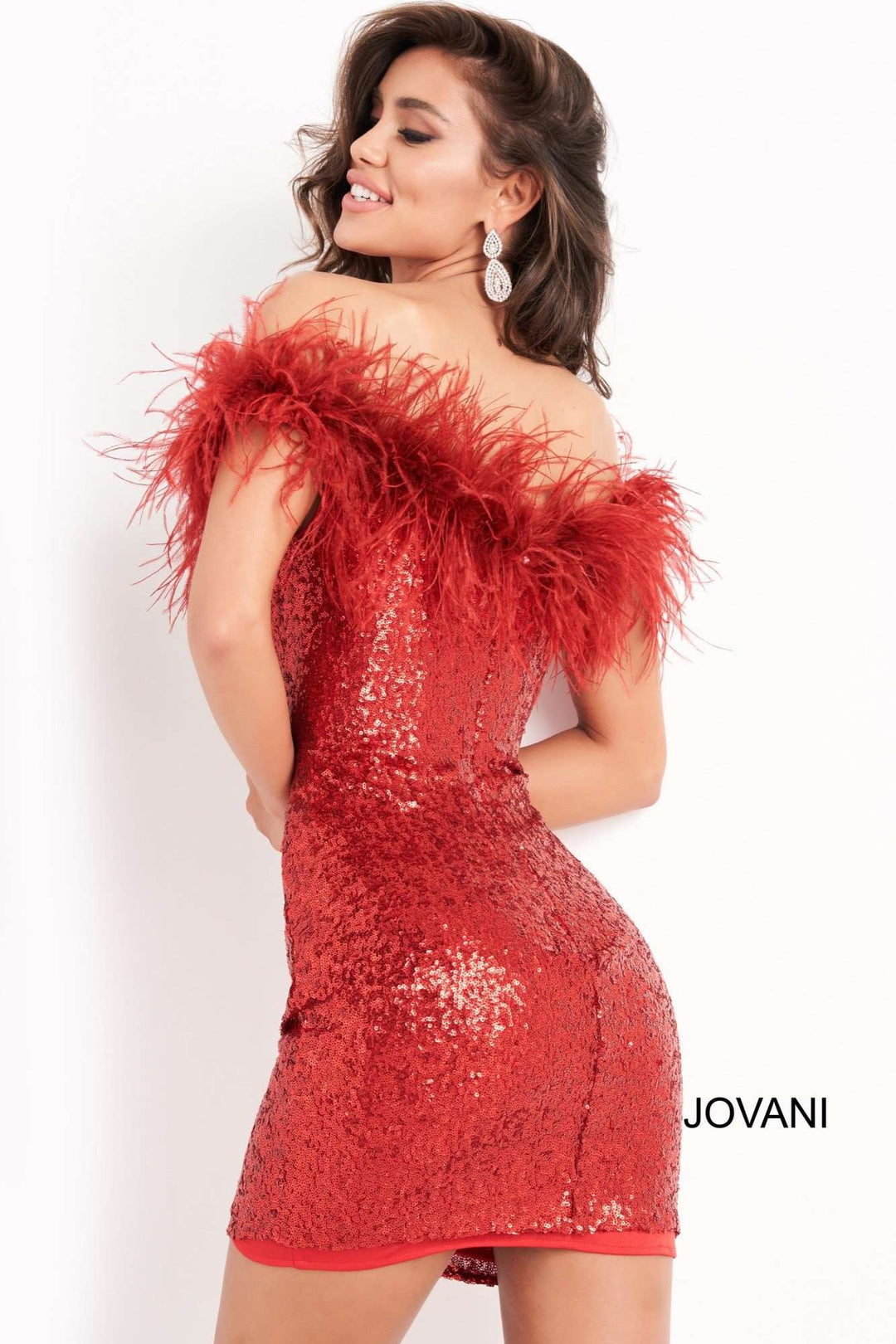 Sweetheart Feather Neckline Homecoming Dress Jovani 06167 - Morvarieds Fashion
