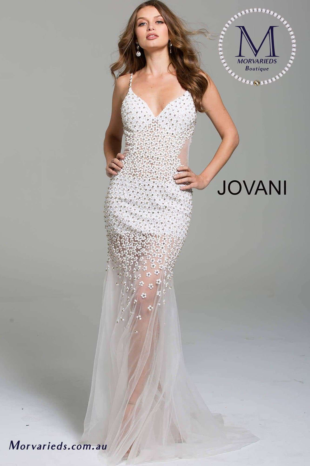 One Shoulder Beaded Prom Dress Jovani 60695 - Morvarieds Fashion