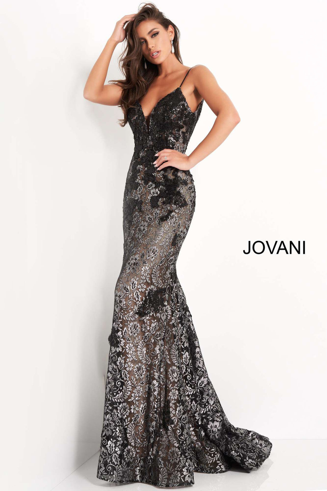 Spaghetti Strap Lace Prom Dress Jovani 06438 - Morvarieds Fashion