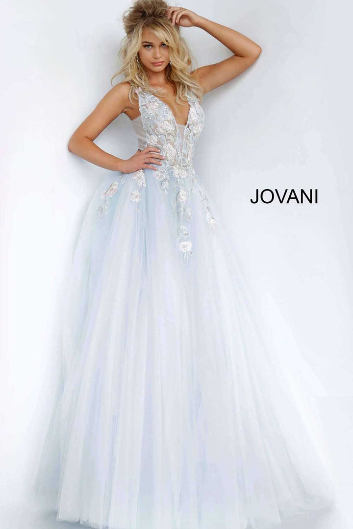 Tulle Floral Embroidered Prom Ballgown Jovani 11092 - Morvarieds Fashion