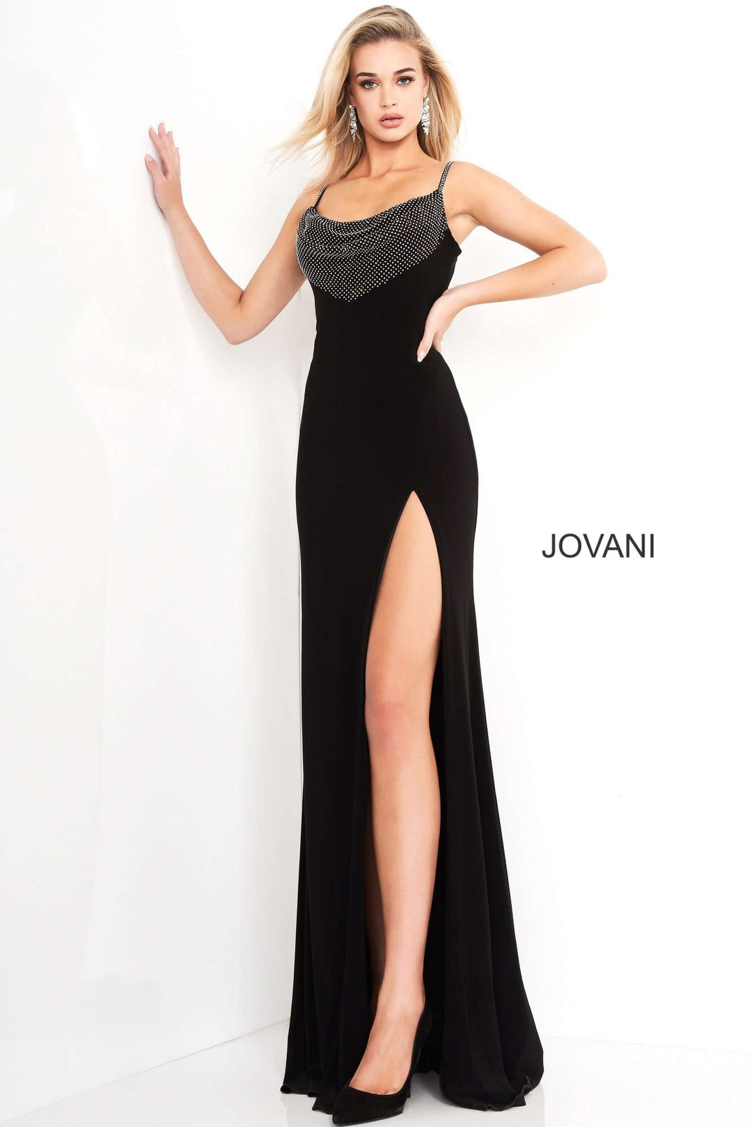 High Slit Embellished Bust Evening Dress Jovani 03251 - Morvarieds Fashion