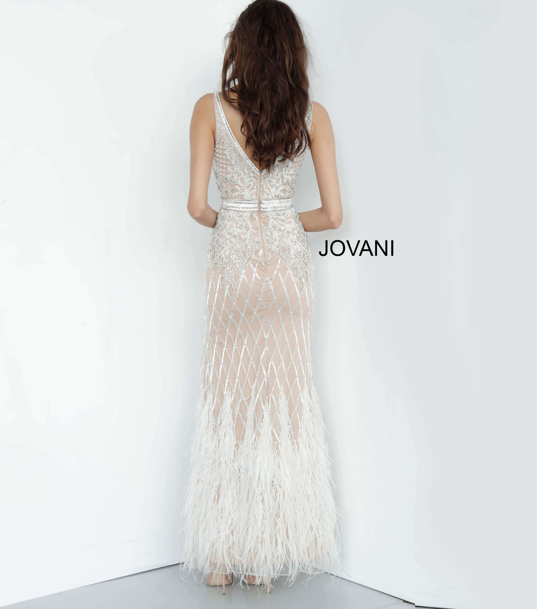 Embellished V Neck Fitted Dress Jovani 55796 - Morvarieds Fashion