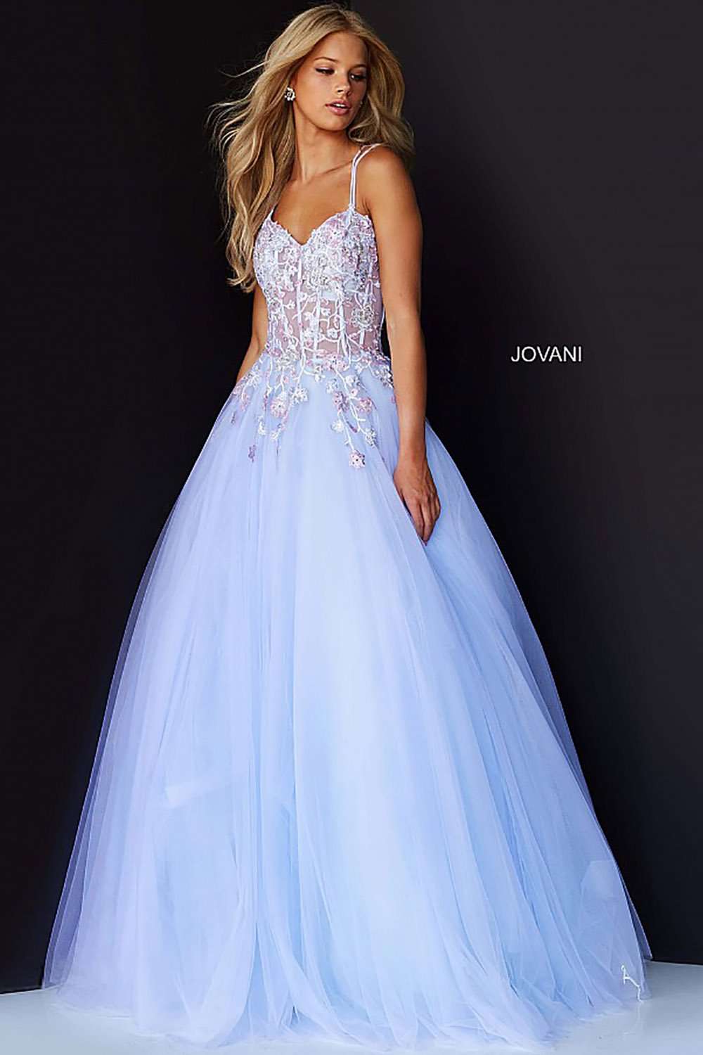 Lilac Floral Bodice Gorgeous Prom Ballgown Jovani 06207 - Morvarieds Fashion