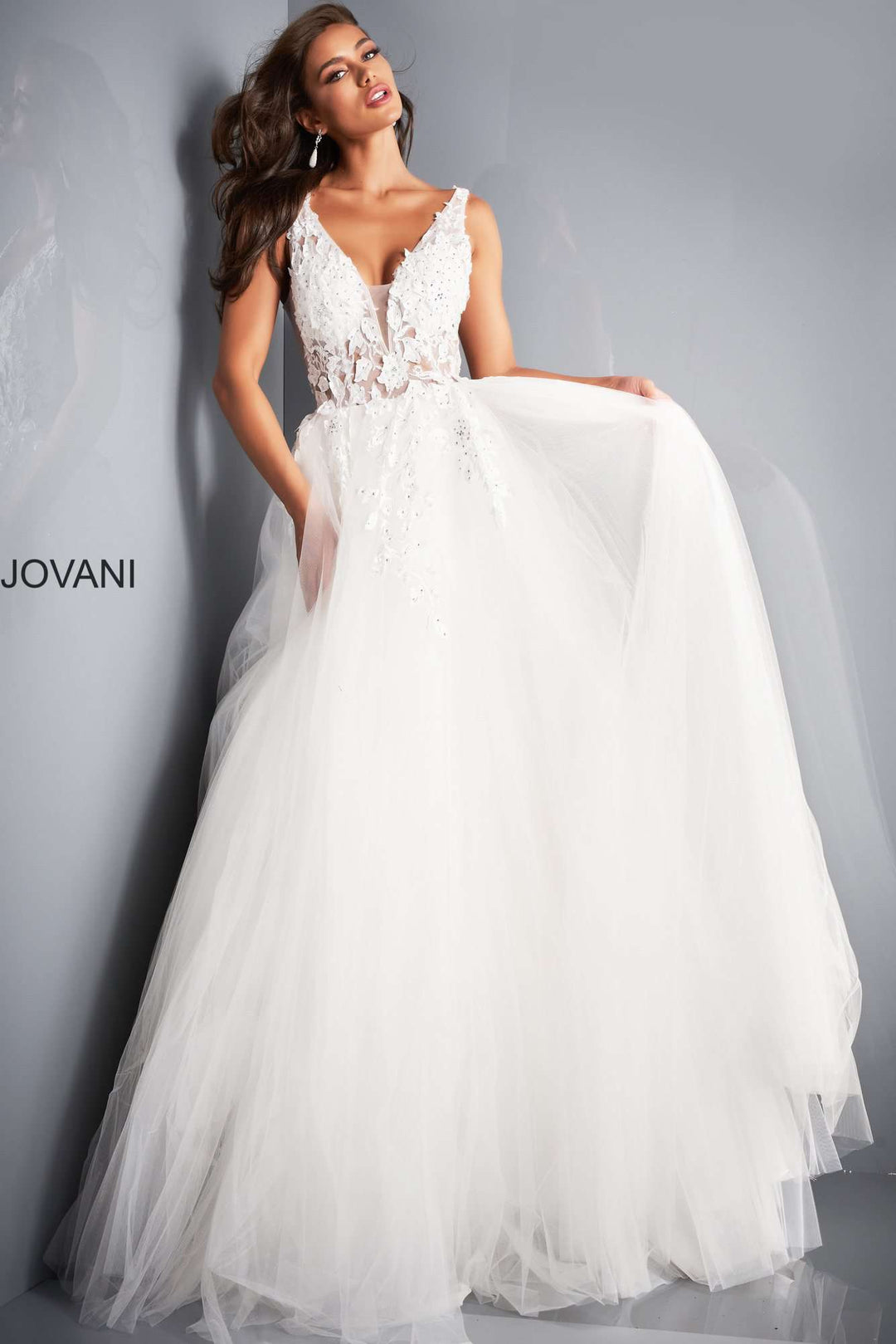 Floral Appliques Prom Ballgown Jovani 02840 - Morvarieds Fashion