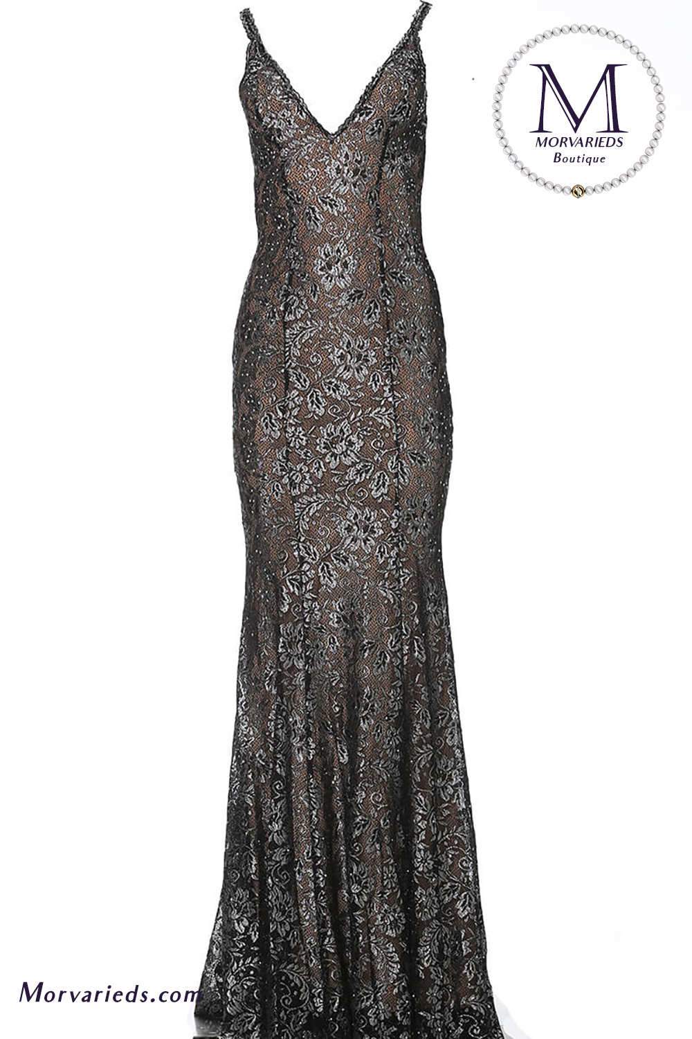 Fitting Metallic Lace Evening Dress Jovani 02906 - Morvarieds Fashion