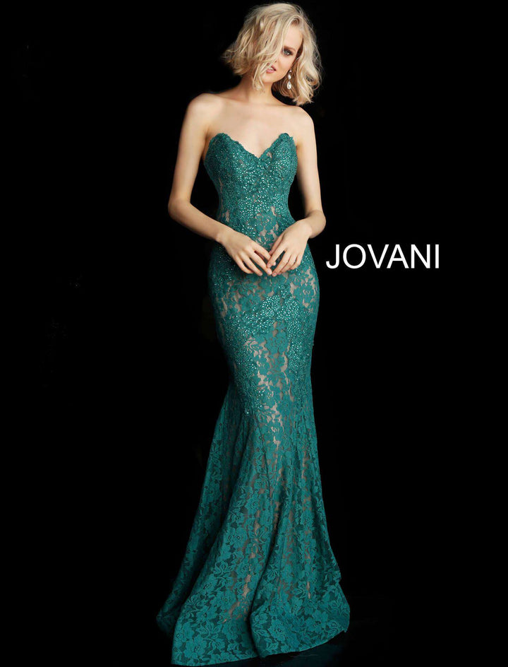 Fitted Strapless Lace Prom Dress Jovani 37334 - Morvarieds Fashion