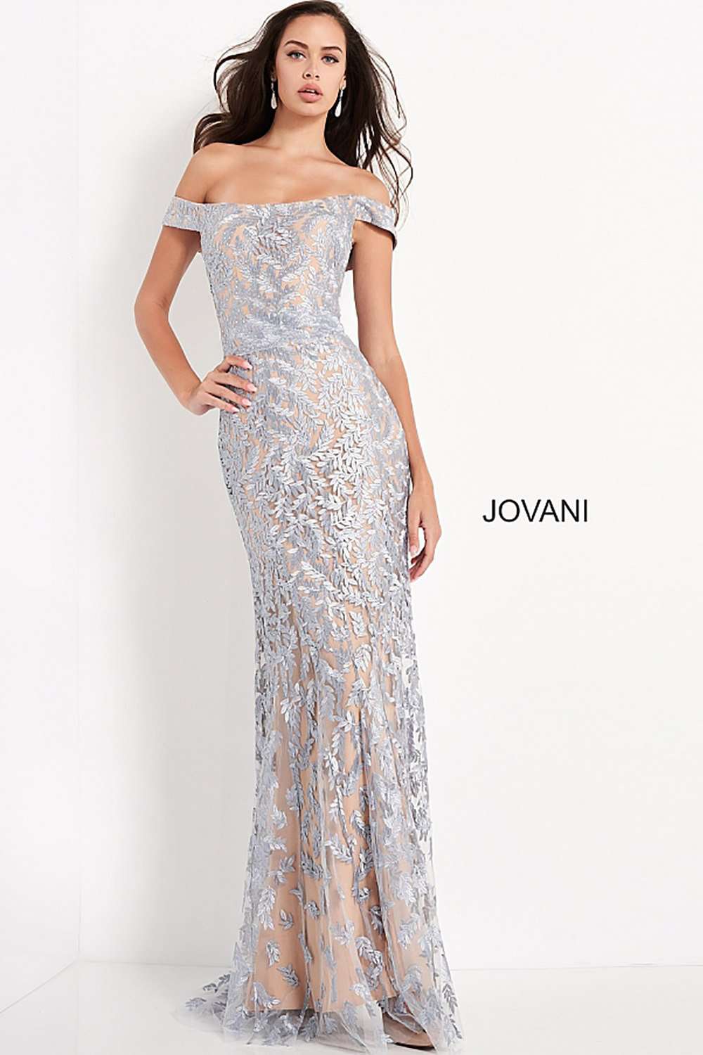 Off the Shoulder Embroidered Evening Dress Jovani 49634 - Morvarieds Fashion