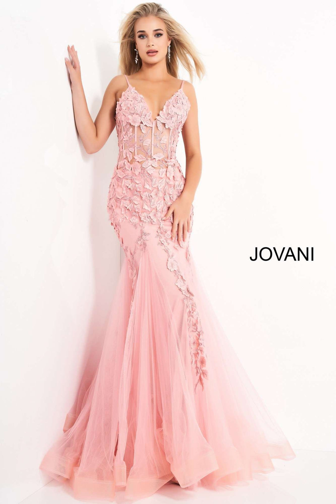 Floral Sheer Bodice Prom Dress Jovani 02841 - Morvarieds Fashion