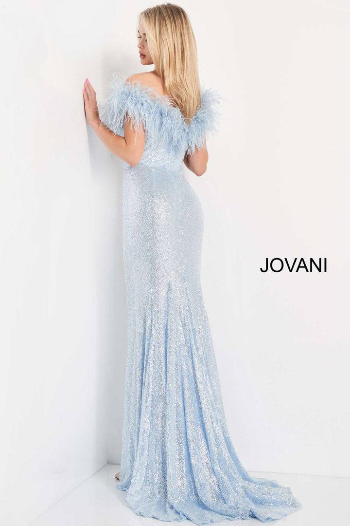 Sequin Feather Neckline Prom Dress Jovani 06166 - Morvarieds Fashion