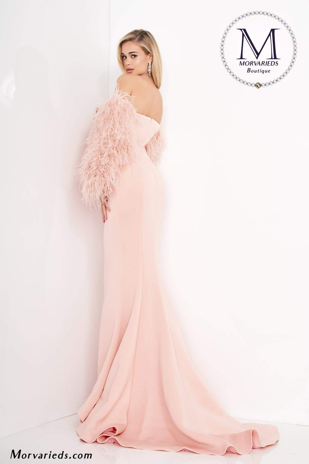 Strapless Fur Sleeves Evening Gown Jovani 1226 - Morvarieds Fashion