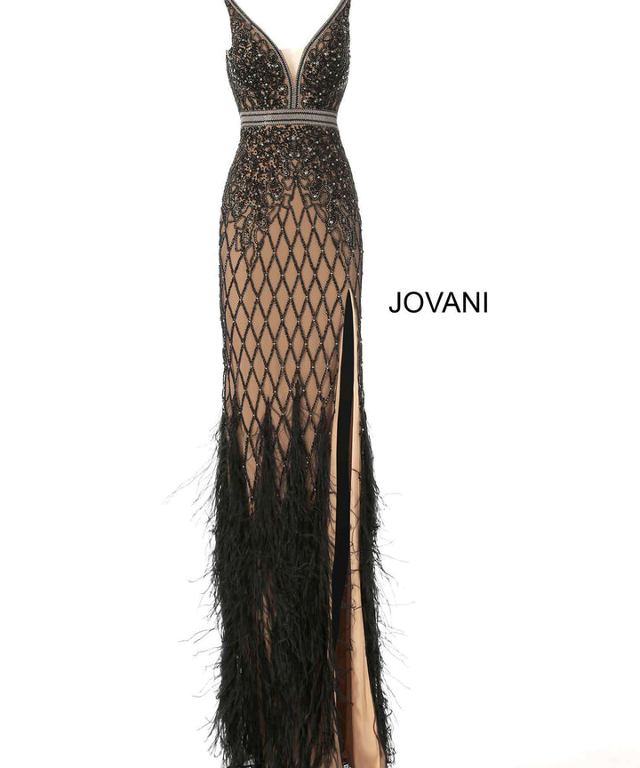 Embellished V Neck Fitted Dress Jovani 55796 - Morvarieds Fashion