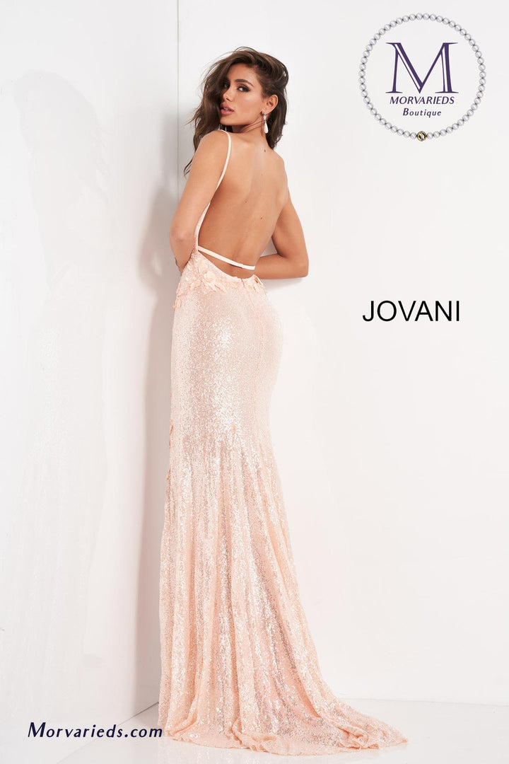 Backless Floral Appliques Prom Dress Jovani 1012 - Morvarieds Fashion